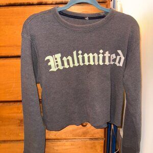 unlimited DIY waffle cropped long sleeve shirt